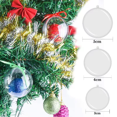 30/60x Clear Ball Christmas Ball Fillable Baubles Xmas Tree Decor Ornament Bulk • $16.77