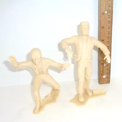 VTG Marx Universal Monsters Frankenstien & Wolfman Plastic Figure Lot Cream • $30