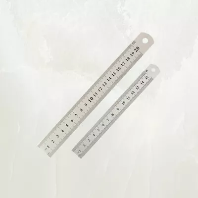  2 Pcs Stainless Steel Ruler Double Scale Measure Metal Precision • £5.39