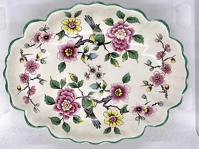 £8 • Buy Old Foley James Kent Oval Trinket Dish Nut Candy Dish Chinese Rose Birds 18cm