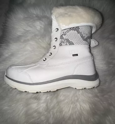 UGG ADIRONDACK III SNAKE SKIN WHITE WATERPROOF Boots US 10 / EU 41 / UK 8.5 EUC • $79.99