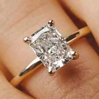 3 CT Radiant Cut DEF Moissanite Engagement Ring 14K Yellow Gold Plated • $130.49