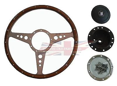 New Moto-Lita 14  Wood Steering Wheel & Adaptor Triumph TR4 TR250 TR6 Moto Lita • $479.95