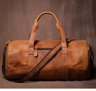 New Leather Duffle Travel Luggage Gym Vintage Genuine Weekend Overnight Bag • $119.99