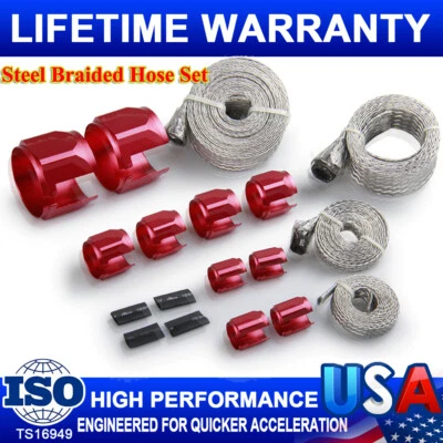 $27.69 • Buy Braided Stainless Steel Hose Sleeving Kit Vacuum Line Fuel Line Radiator Heater