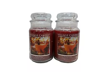 2 Village Candle Mulled Cider Large Glass Apothecary Jar Scented Candle 21.25 Oz • $49.95