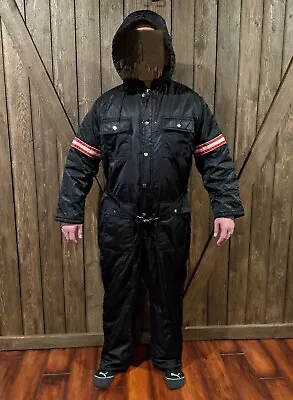 Fieldmaster Vintage Ski Snowsuit Snowmobile Suit Black Winter Size Medium Hooded • $86.86