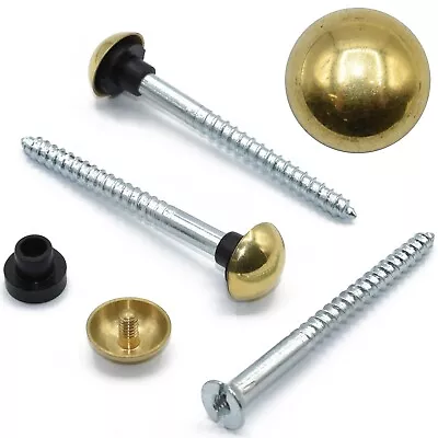 £3.49 • Buy Solid Brass Mirror Domes With 1  Screws & Top Hats, Fixings Mirrors Bathroom *