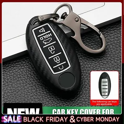 For Nissan Infiniti 5 Button Carbon Fiber Style Smart Key Fob Cover Case Holder • $8.99