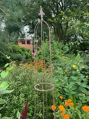 Metal Garden Obelisk Climbing Plant Support Frame Rust Effect  Helmsdale 160cm • £29.98