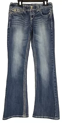 Premium Vanity Collection Jeans Emma Womens Blue Denim Size 26x31L Embellished  • $16.99