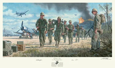 1st Marine Division On Peleliu Art Hand-signed By Heroes From The Pacific! • $145
