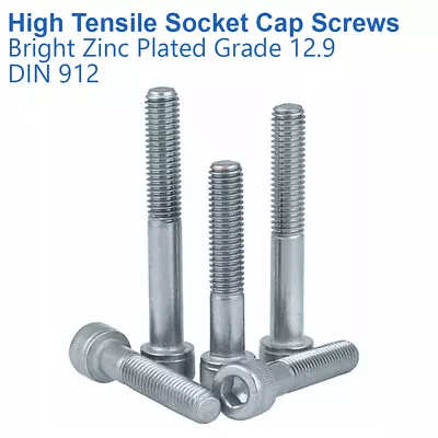 ALLEN CAP HEAD SOCKET SCREWS BOLTS BRIGHT ZINC PLATED 10.9 DIN 912 M10 - 10mm • £294.89