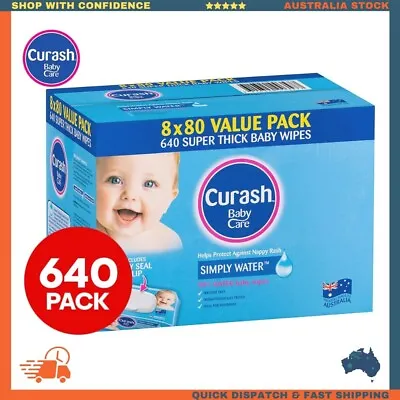 8 X 80pk Curash Simply Water Baby Wipes Pack Of 480 Free Shipping AU • $36.79