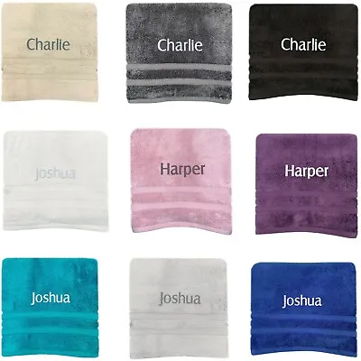 Personalised Bath Hand Towels Various Colours Embroidered Name Mothers Day Gift • £3.25