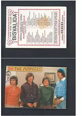 The Monkees - Cantanti 68 CARD - Ed.Panini N.204 Bisvalida VG 1968  ▓ • $9.99