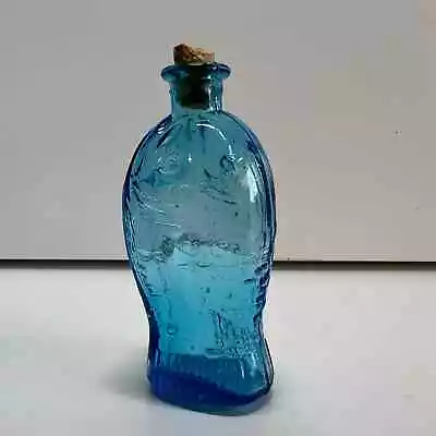 Doctor Fisch's Bitters Aqua Blue Glass Fish Shape Miniature Wheaton Glass Bottle • $40