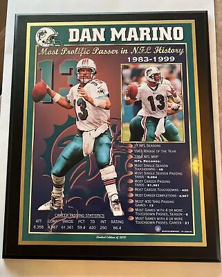 Limited Edition /5000 Mounted Memories Dan Marino Most Prolific Passer Plaque • $64.99