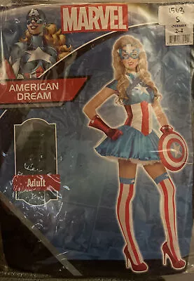 BRAND NEW Marvel AMERICAN DREAM Adult Women’s Small 2-4 Halloween Costume • $29.99