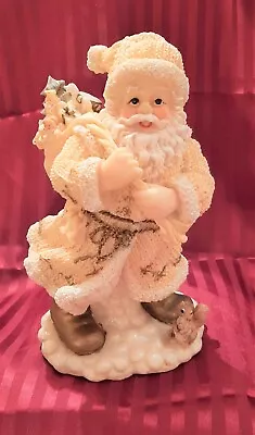 Vintage * IVORY * Don Mechanic Resin 8  Folk Art SANTA CLAUS Figurine W/Toy Sack • $17