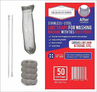50 Lot Washing Machine Lint Traps Snare Filter Screen Stainless Steel Mesh Ties • $16.98