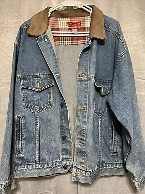 Vintage Marlboro Country Store Denim Jean Jacket Collar Men's Size Large • $28