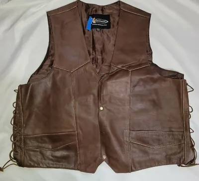 $43.77 • Buy X Element Advanced Motorcycle Gear Brown Leather Button Vest Size 5XL Pre Owned 