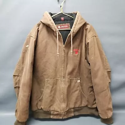 Dri Duck Brown Cotton Canvas Hooded Jacket Size 2XL Distressed Workwear • $14.40