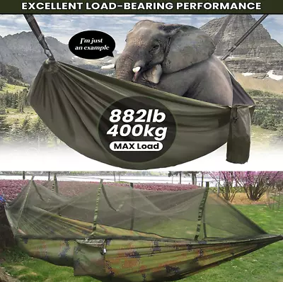 Double Person Outdoor Travel Camping Tent Hanging Hammock With Mosquito Net Set. • £15.33