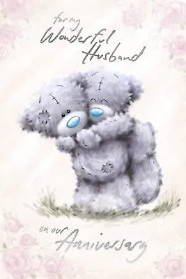 Softly Drawn Bear Giving Piggy Back Husband Anniversary Card • £3.99