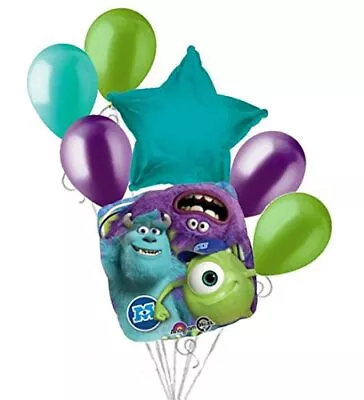 7 Pc Monsters Inc. Mike Sully Balloon Bouquet Party Decoration Disney Birthday • $17.49