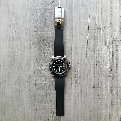 £36 • Buy 20MM Rolex Black Silicone Rubber Watch Strap Band For Rolex OYSTERFLEX Watches