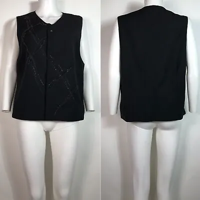 Rare Vtg Gianni Versace Black Bead Embellished Vest 50 L • $298