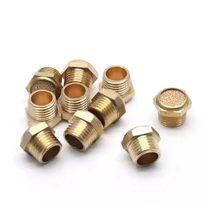 Brass Sintered Bronze Breather Vent Flat Pneumatic Muffler Filter1/4  Npt Pack  • $10.74