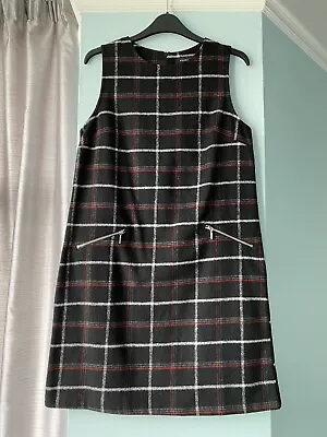 PEACOCKS Cotton/Wool Black Mix Tartan Check Ladies Pinafore Dress Size 10 NEW • £6