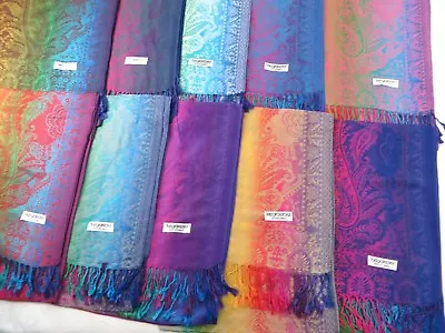 Bulk Lot 10pcs Wholesale Rainbow Pashmina Shawl Scarf Stole Wrap • $64.89