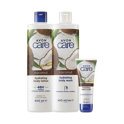 £7.50 • Buy Avon Care Coconut Hand And Body Set- Body Lotion, Body Wash & Hand Cream. 