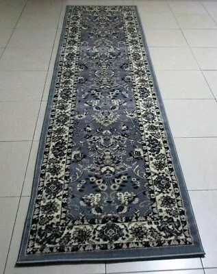New Grey Traditional Persian Design Floor Hall Hallway Runner Rug 80x300cm • $109