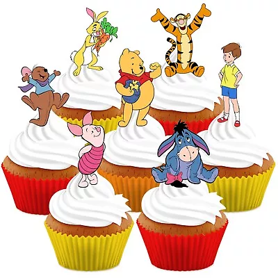 12x Edible Winnie The Pooh Wafer Card Cupcake Toppers Party Decorations Uncut • $6.99