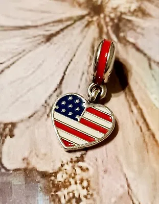 £12.50 • Buy Pandora Bead  USA Heart'USA Heart Flag  Heart  Charm
