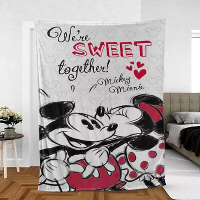 Personalized Mickey And Minnie Fleece Blanket Mickey Mouse Blanket Custom Name • $39.99