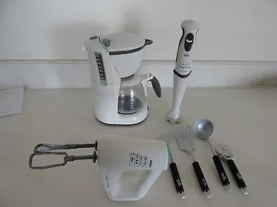 Theo Klein BRAUN Play Kitchen Appliances Pretend Mixer Coffee Maker Blender Work • $29.99