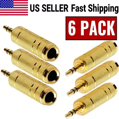 6-PACK 6.35mm 1/4  Female To 3.5mm 1/8  Male Jack Stereo Headphone Audio Adapter • $7.99