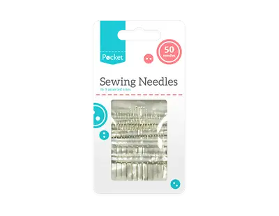 Sewing Needles 50 Pack - Assorted Sizes Hand Easy Thread Big Eye Sets Large Pack • £2.99