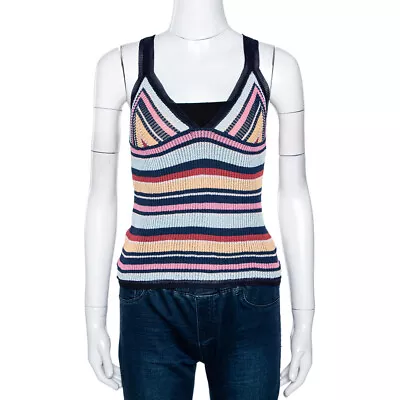 Missoni Multicolor Striped Rib Knit V Neck Tank Top M • $192.15