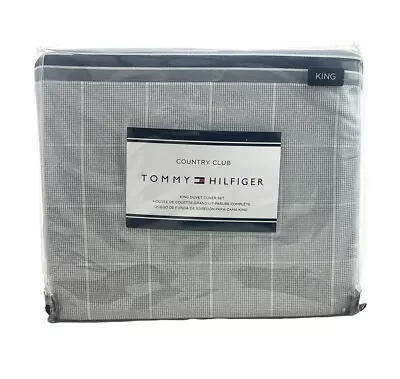 Tommy Hilfiger Country Club KING Duvet Cover & KING Shams Set Gray - $335 • $77.44