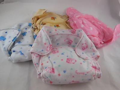 $13.99 • Buy Flannel Diapers Fitted For Newborn Baby No Hook And Loop Set Of 4