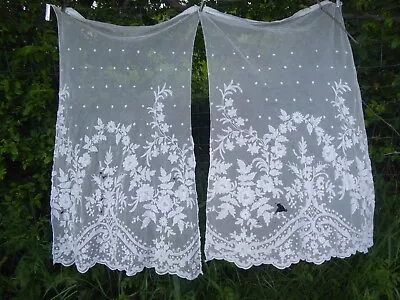 Antique French Tambour Lace Curtains. • $14
