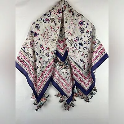 Anthropologie Vismaya Tassel Scarf Paisley Large Square • $29.92