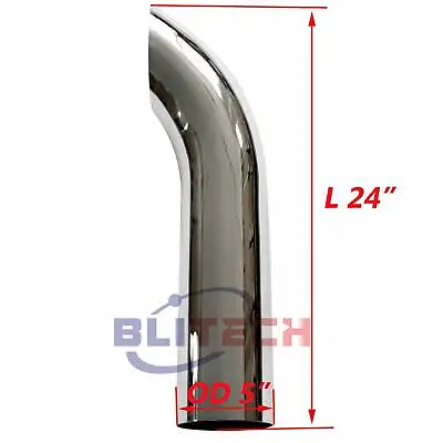 2PCS Curved Truck Pipe 5 OD X 24  Length Chrome Curved Stack Pipe • $164